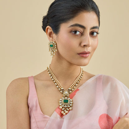 Kundan Polki Necklace Color Green Polish Victorian