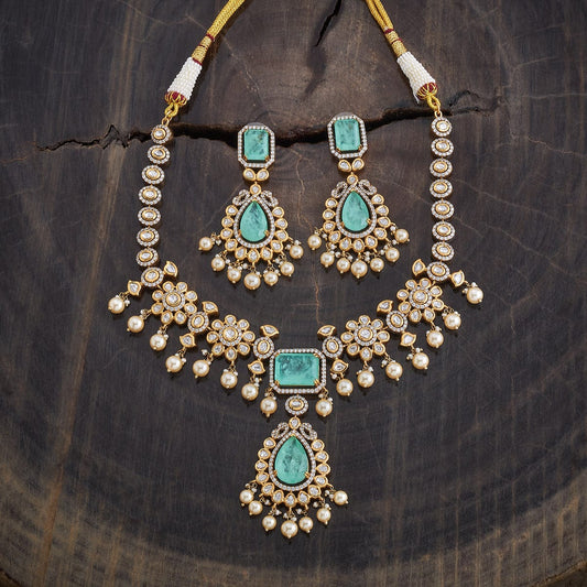 Kundan Polki Necklace Color Green Polish Victorian