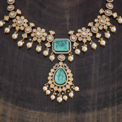 Kundan Polki Necklace Color Green Polish Victorian