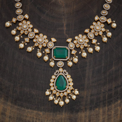 Kundan Polki Necklace Color Green Polish Victorian