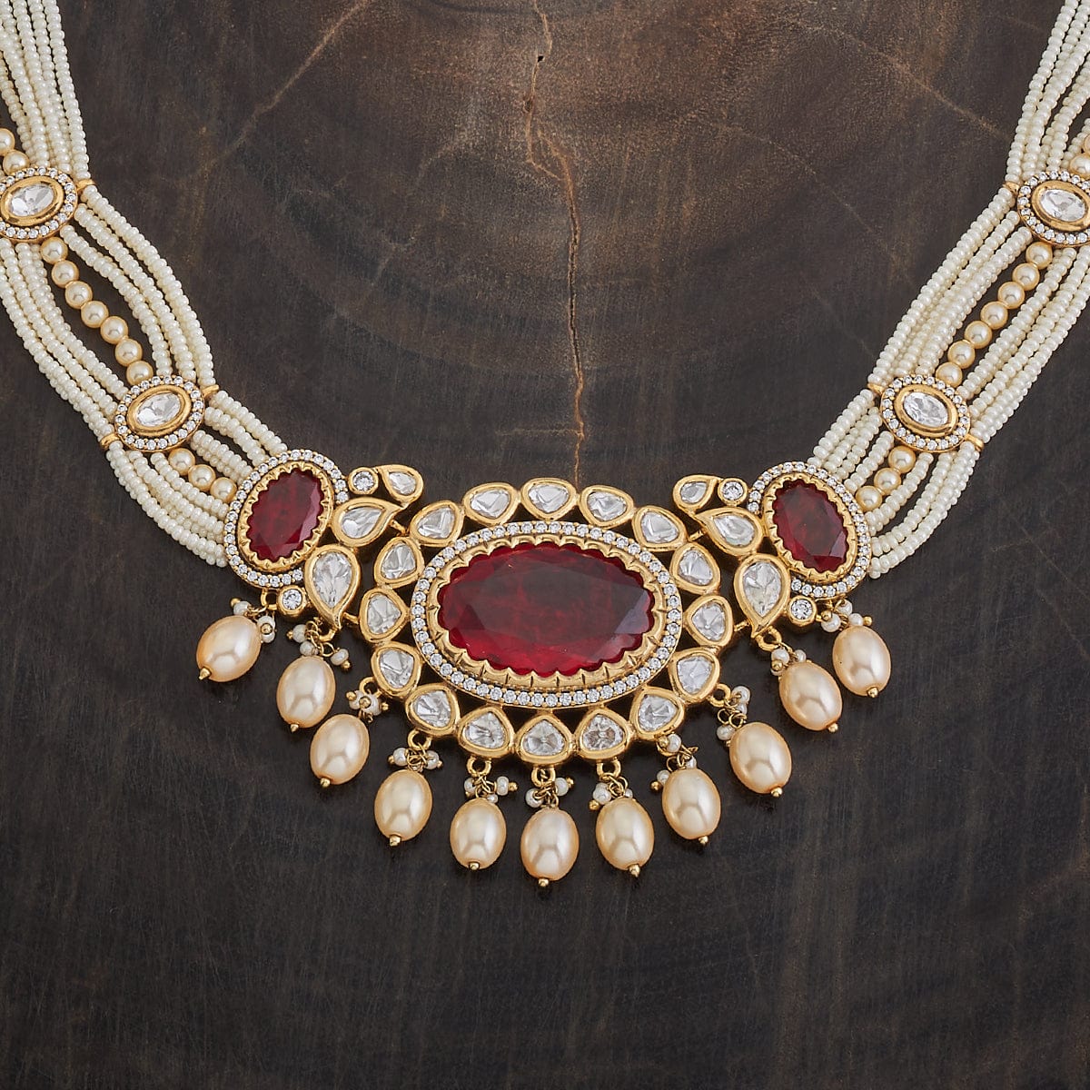 Kundan Polki Necklace Color Green Polish Victorian