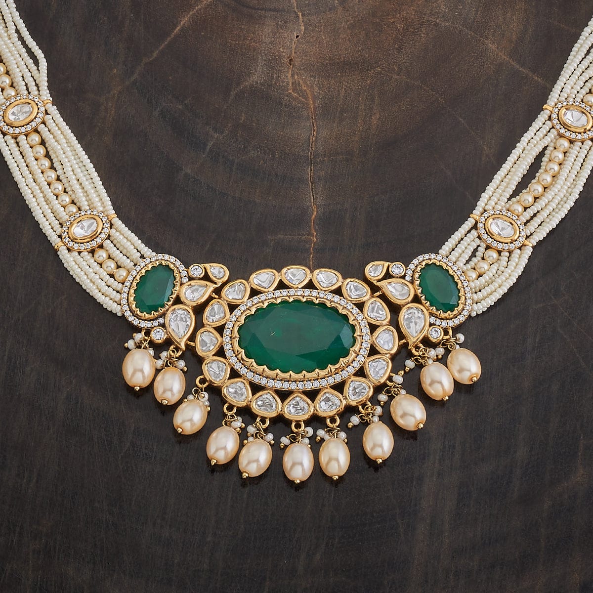 Kundan Polki Necklace Color Green Polish Victorian