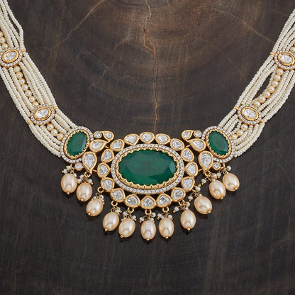 Kundan Polki Necklace Color Green Polish Victorian