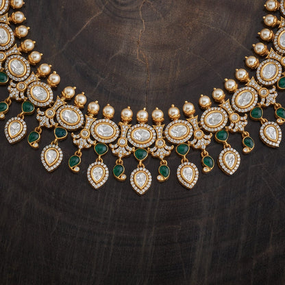 Kundan Polki Necklace Color Green Polish Victorian