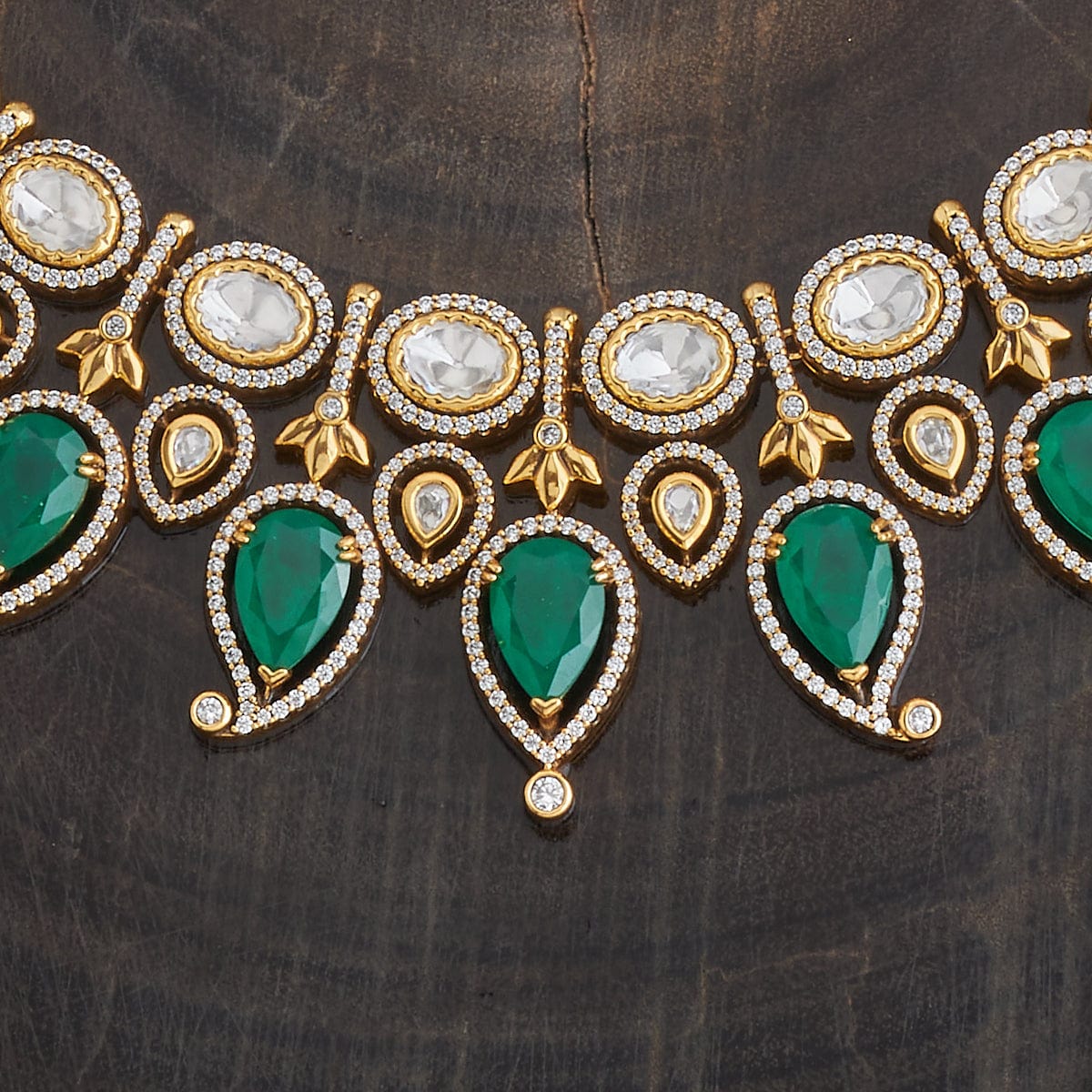 Kundan Polki Necklace Color Green Polish Victorian