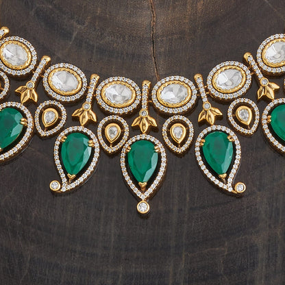 Kundan Polki Necklace Color Green Polish Victorian
