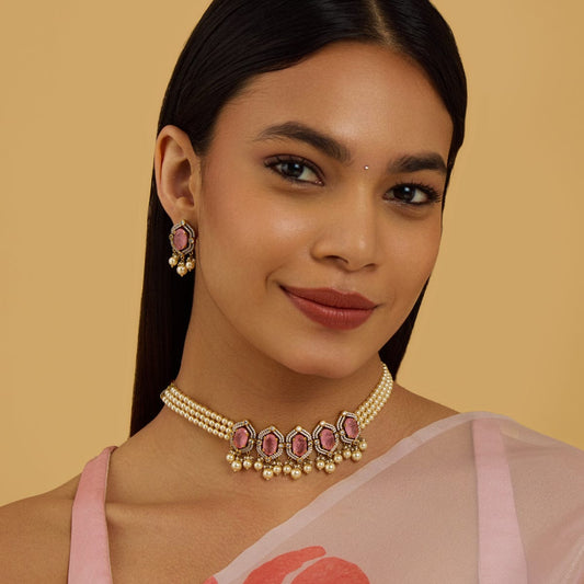 Kundan Polki Necklace Color Green Polish Victorian