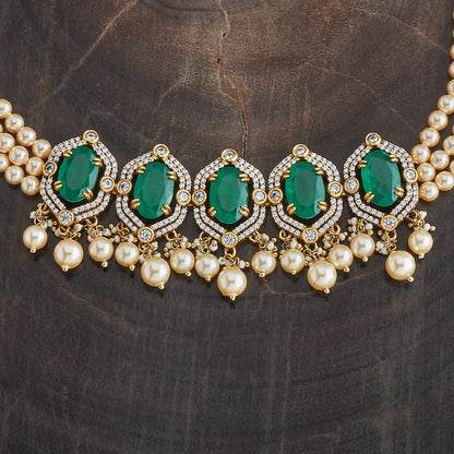 Kundan Polki Necklace Color Green Polish Victorian