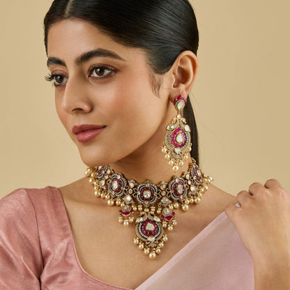 Kundan Polki Necklace Color Green Polish Victorian