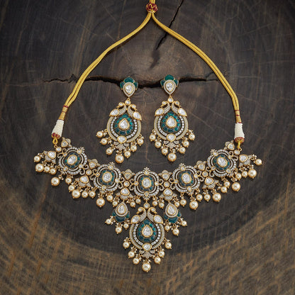 Kundan Polki Necklace Color Green Polish Victorian