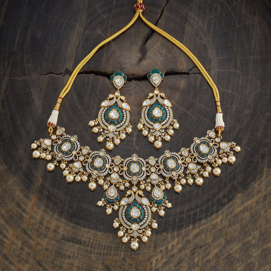 Kundan Polki Necklace Color Green Polish Victorian