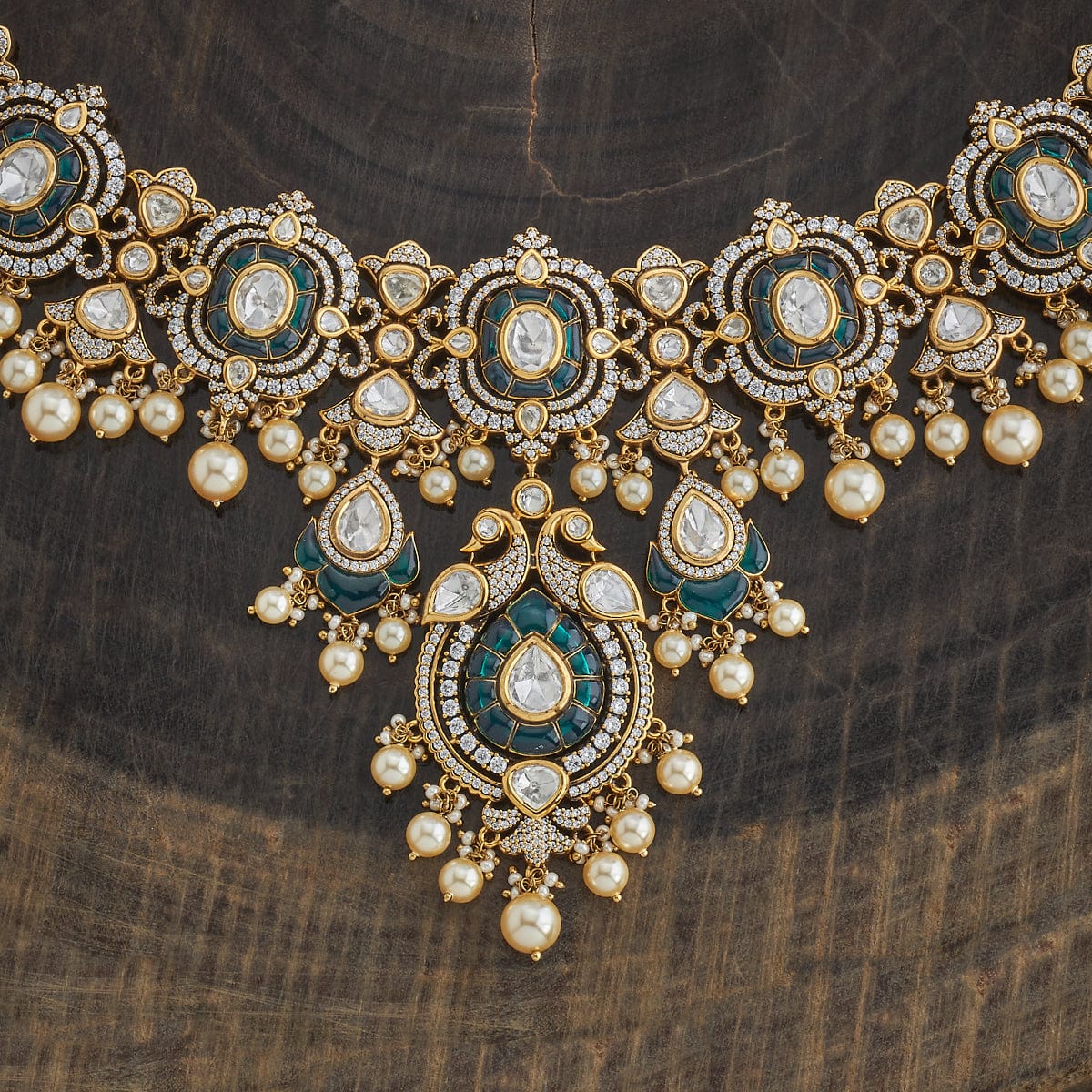 Kundan Polki Necklace Color Green Polish Victorian