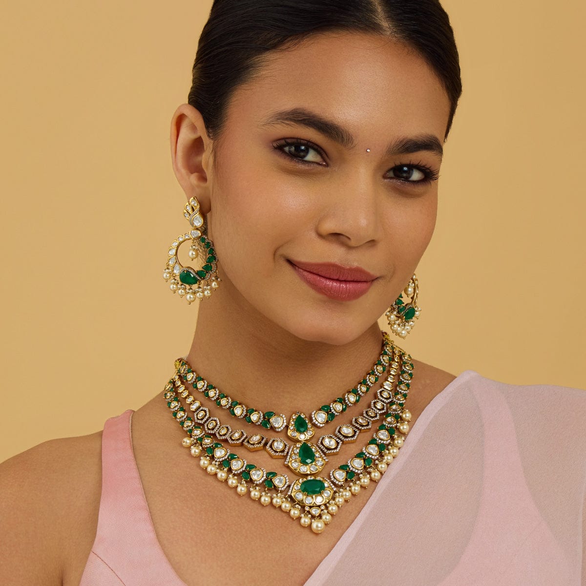 Kundan Polki Necklace Color Green Polish Victorian