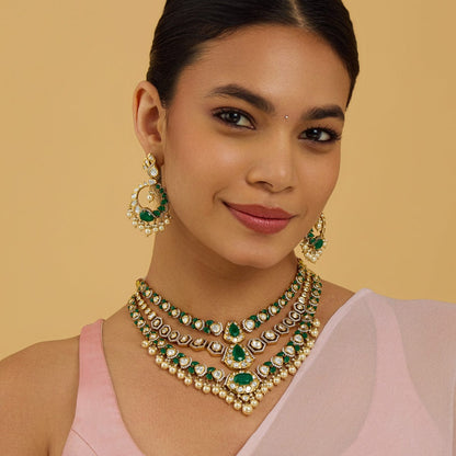 Kundan Polki Necklace Color Green Polish Victorian