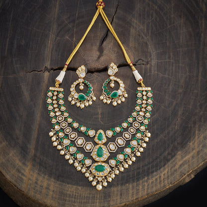 Kundan Polki Necklace Color Green Polish Victorian