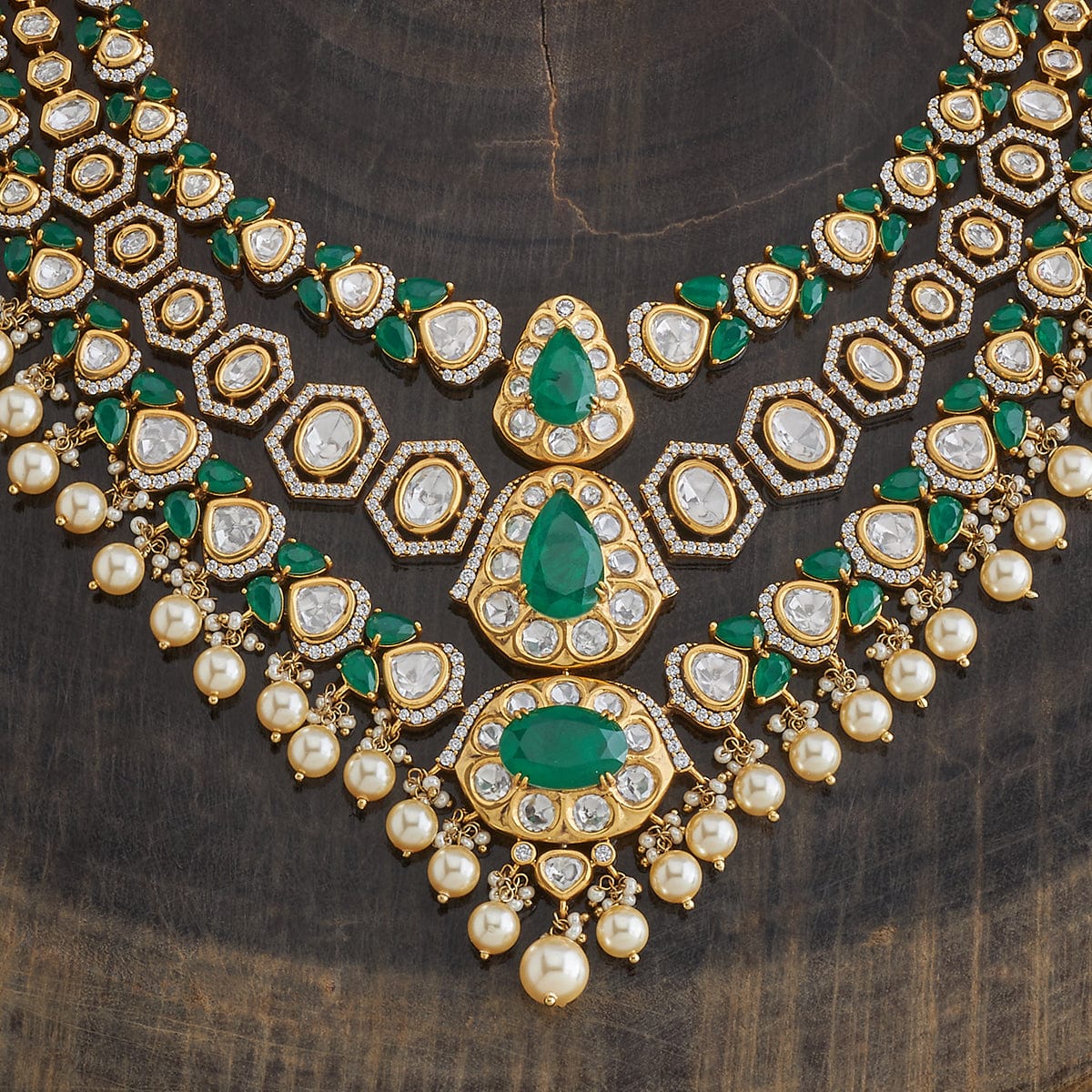 Kundan Polki Necklace Color Green Polish Victorian