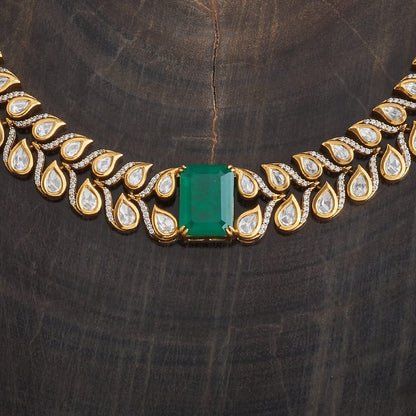 Kundan Polki Necklace Color Green Polish Victorian