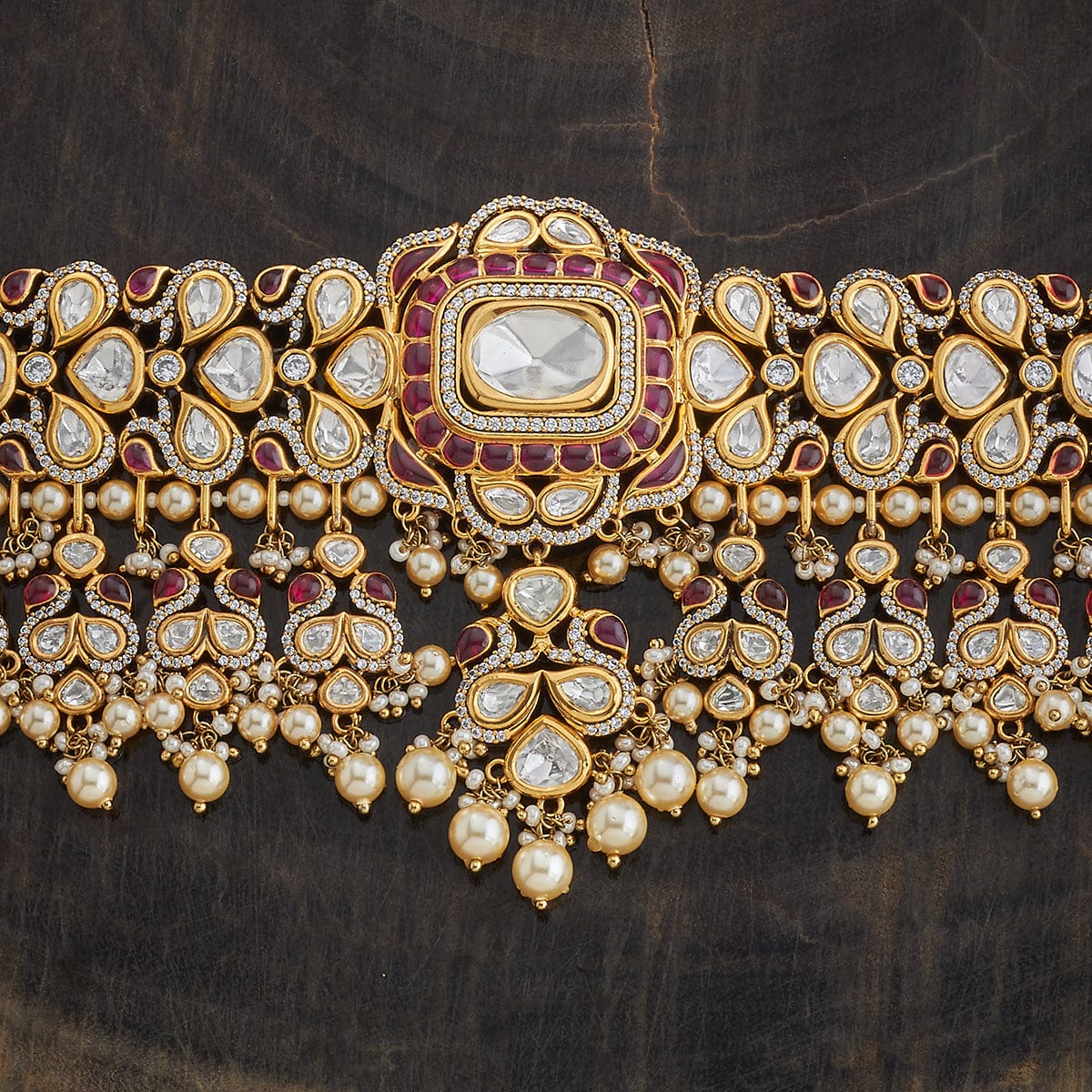 Kundan Polki Necklace Color Green Polish Victorian