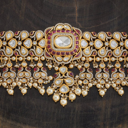 Kundan Polki Necklace Color Green Polish Victorian