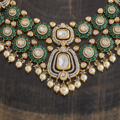 Kundan Polki Necklace Color Green Polish Victorian
