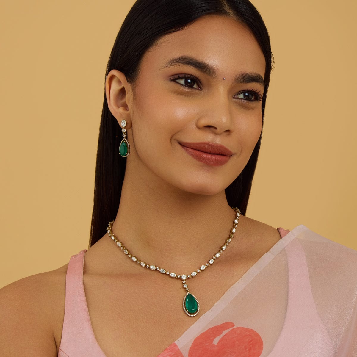 Kundan Polki Necklace Color Green Polish Victorian