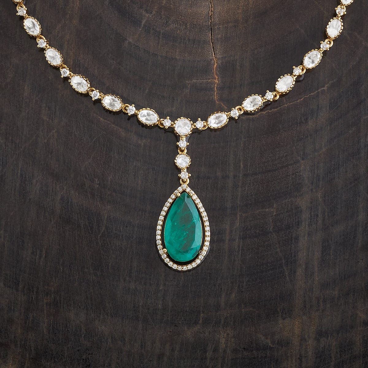 Kundan Polki Necklace Color Green Polish Victorian