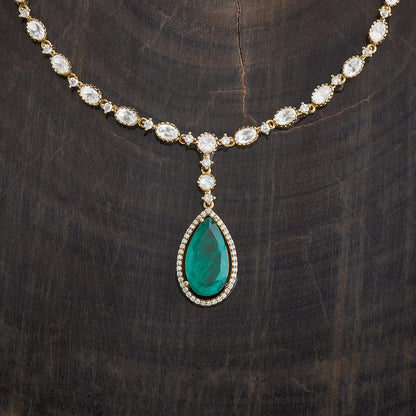 Kundan Polki Necklace Color Green Polish Victorian