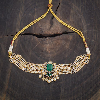 Kundan Polki Necklace Color Green Polish Victorian