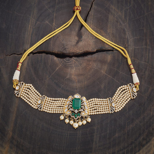 Kundan Polki Necklace Color Green Polish Victorian
