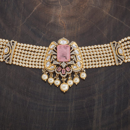 Kundan Polki Necklace Color Green Polish Victorian