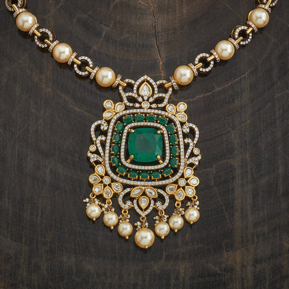 Kundan Polki Necklace Color Green Polish Victorian
