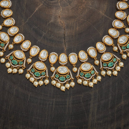 Kundan Polki Necklace Color Green Polish Victorian