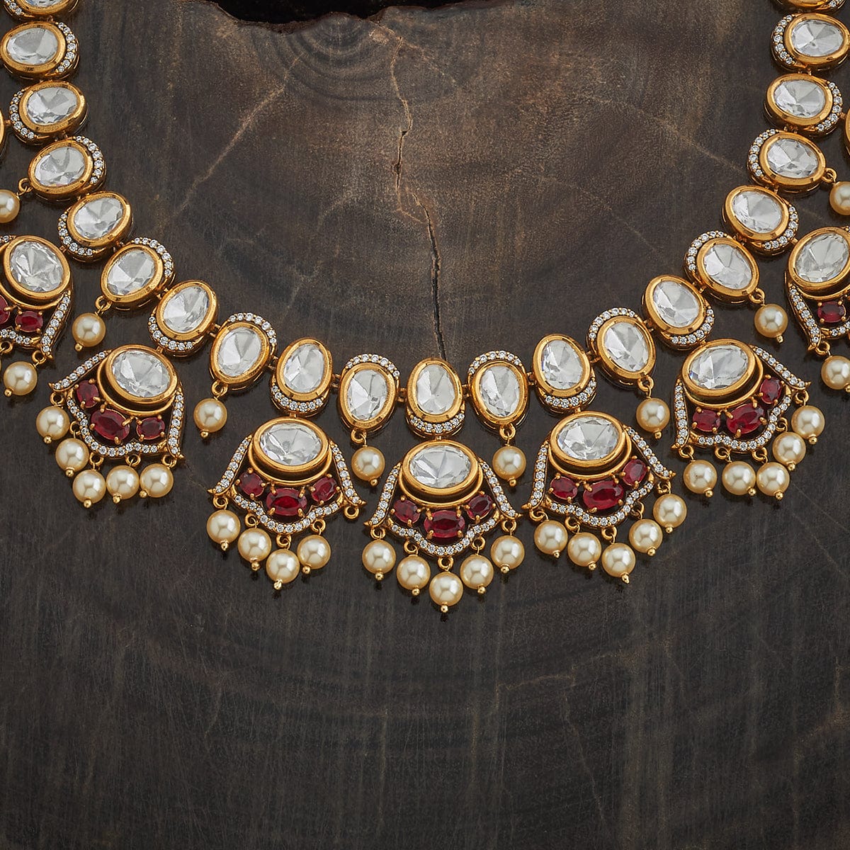 Kundan Polki Necklace Color Green Polish Victorian