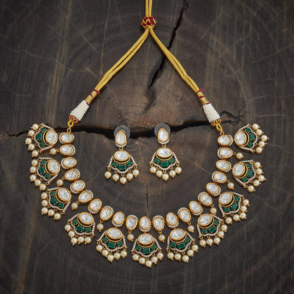 Kundan Polki Necklace Color Green Polish Victorian