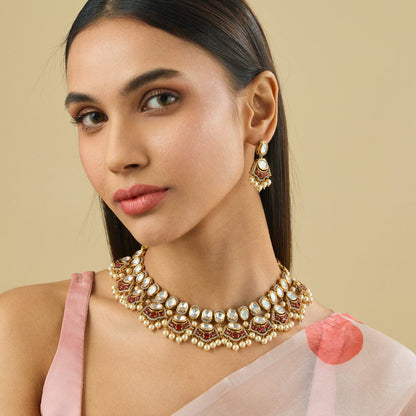 Kundan Polki Necklace Color Green Polish Victorian