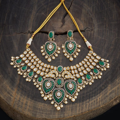 Kundan Polki Necklace Color Green Polish Victorian
