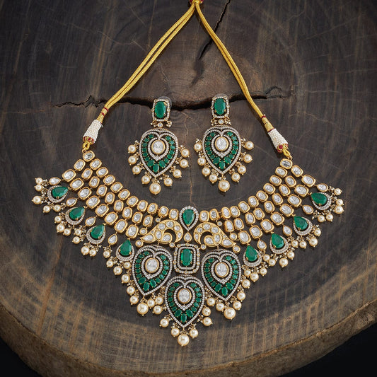 Kundan Polki Necklace Color Green Polish Victorian