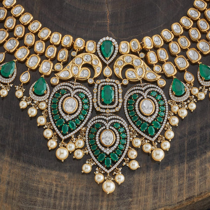 Kundan Polki Necklace Color Green Polish Victorian