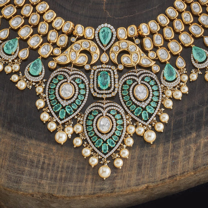 Kundan Polki Necklace Color Green Polish Victorian