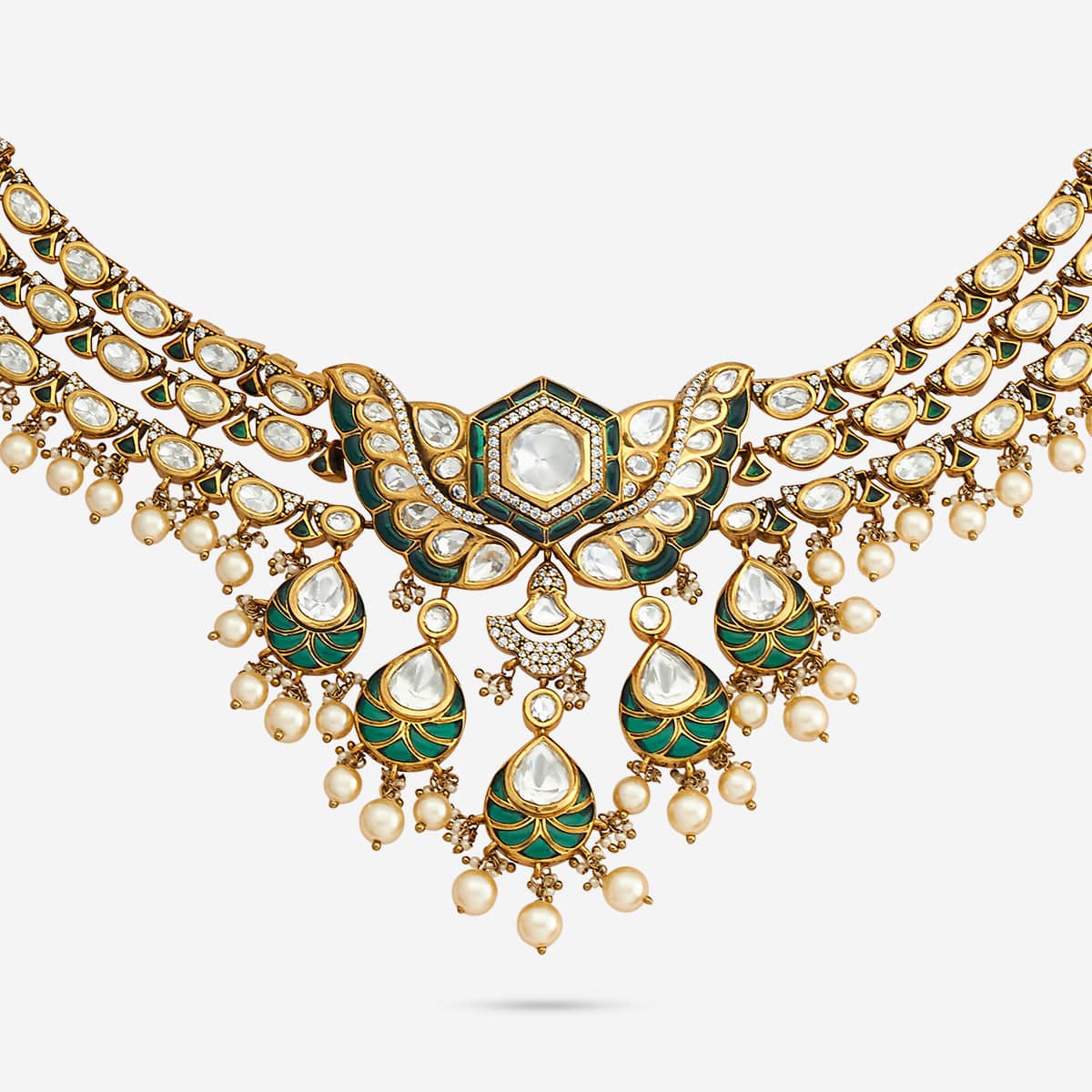 Kundan Polki Necklace Color Green Polish Victorian