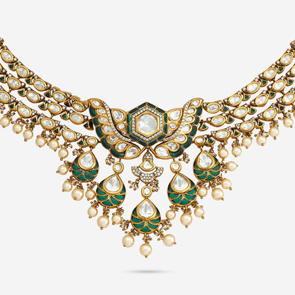 Kundan Polki Necklace Color Green Polish Victorian