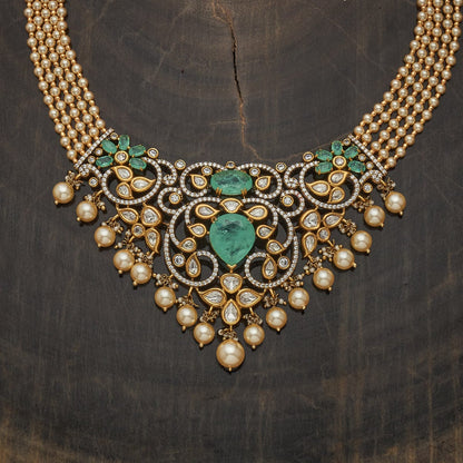Kundan Polki Necklace Color Green Polish Victorian