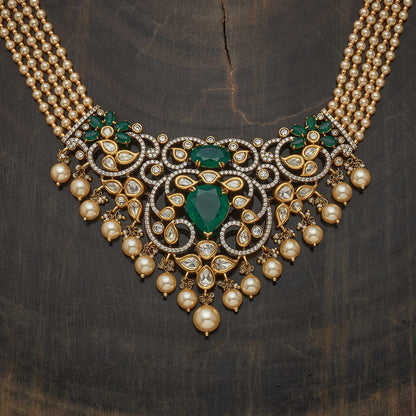 Kundan Polki Necklace Color Green Polish Victorian