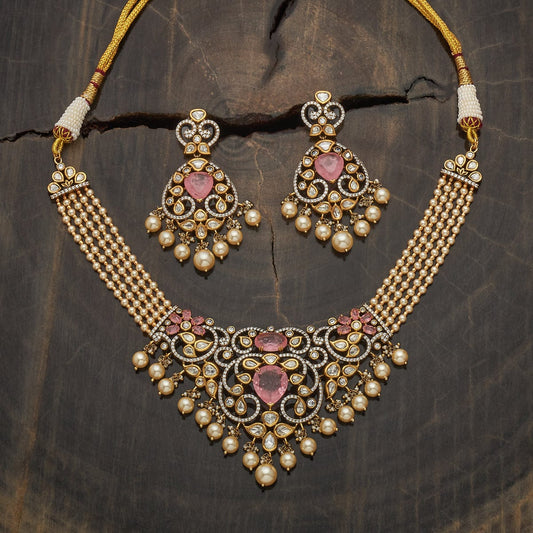 Kundan Polki Necklace Color Green Polish Victorian