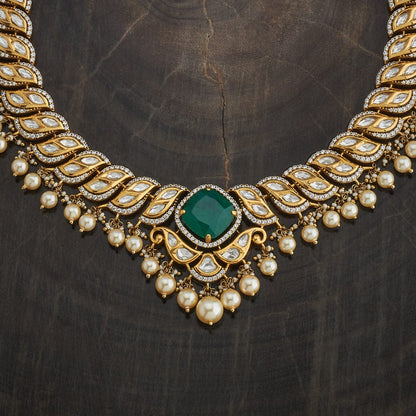 Kundan Polki Necklace Color Green Polish Victorian