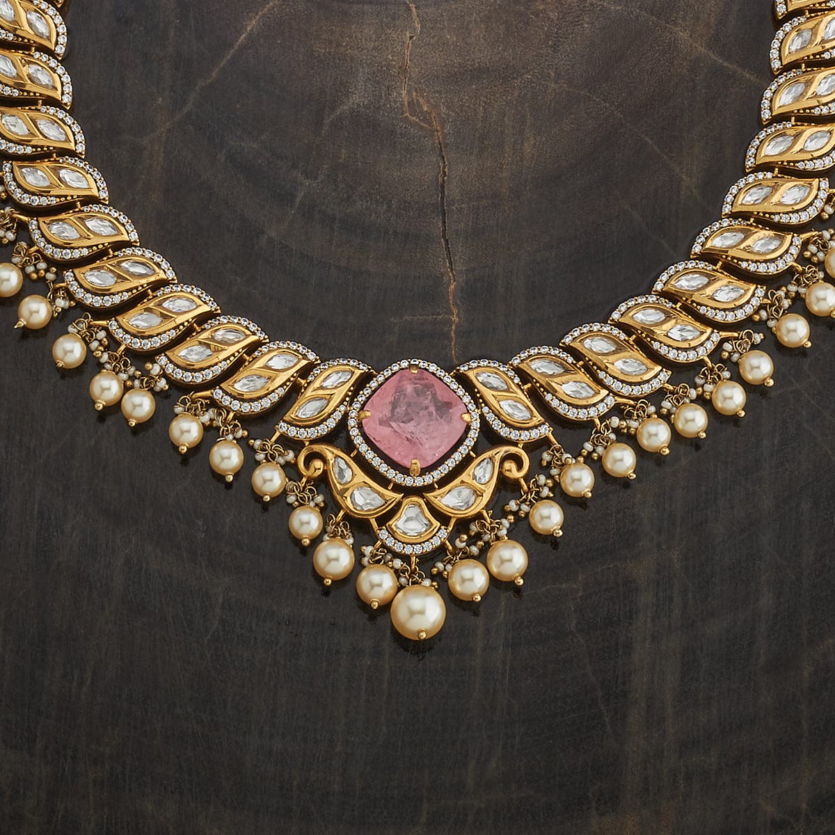 Kundan Polki Necklace Color Green Polish Victorian