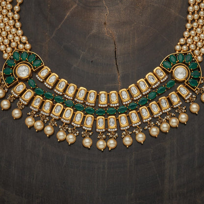 Kundan Polki Necklace Color Green Polish Victorian