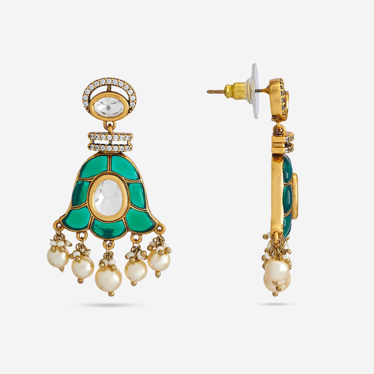 Kundan Polki Necklace Color Green Polish Victorian