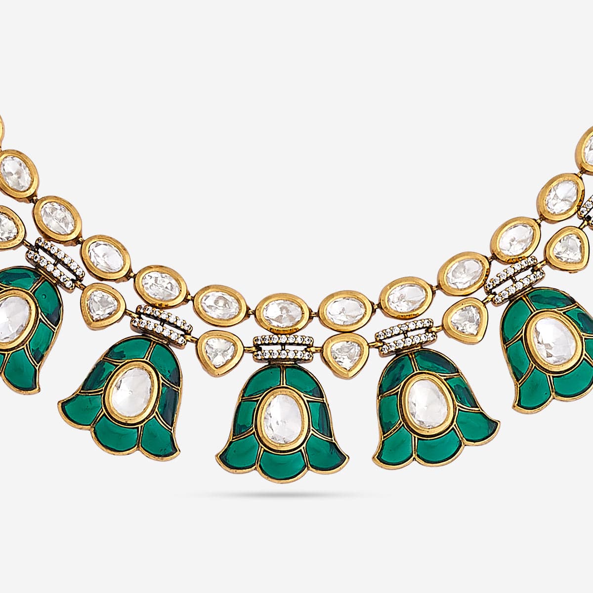 Kundan Polki Necklace Color Green Polish Victorian