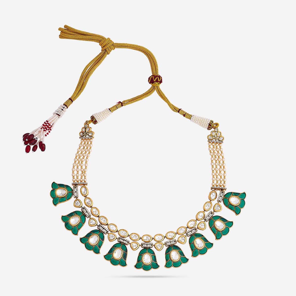 Kundan Polki Necklace Color Green Polish Victorian